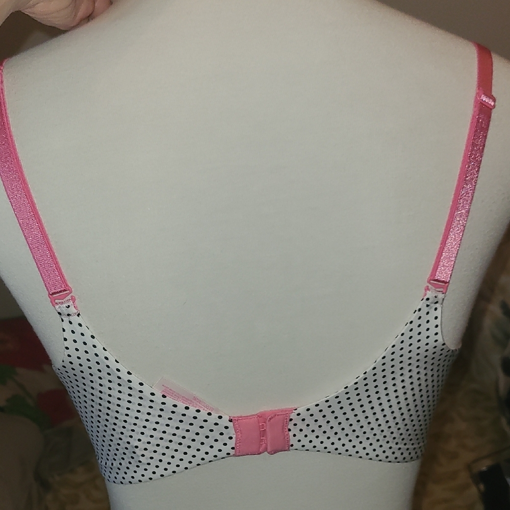 Victoria's Secret Black and White Dog Print Bra with Pink Straps - Picture 3 of 11